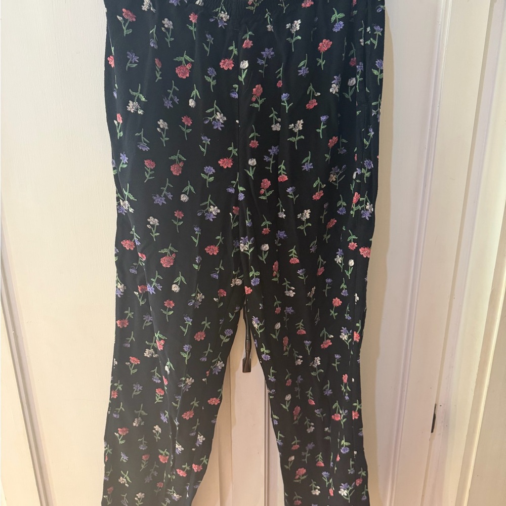 Blair Black Leggings with Pink, Purple and Green Floral Print